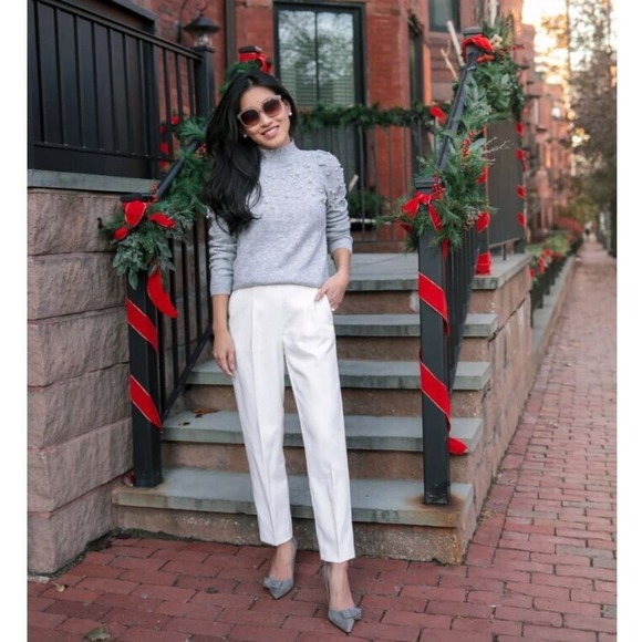 Ann Taylor Easy Ankle Pants High Rise Ivory Pull On Pants Size XS 0 2 Career - Picture 2 of 8